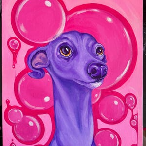 Italian Greyhound art, Greyhound art, whippet art, courtsart, Bubble Gum hound