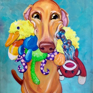 Fröhlicher Hunde Druck, 8 x 10 inch Druck, Courtsart, Windhund, Vizsla Druck.