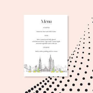 Menu Card - Digital Download - New York design | hand-drawn | A6 Portrait | perfect for New York parties and events