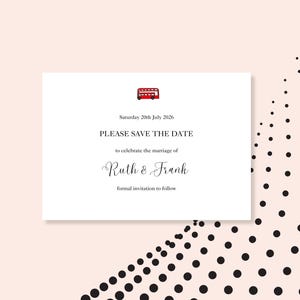 Save the Date Karte - London Bus Design | Größe DIN A6 Querformat | Digitale Vorlage - Sofort Download