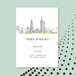 Order of Service Booklet/Hochzeitsprogramm - New York Design - handgezeichnet - Größe A5 - 8 Seiten - Digital Template - Instant Download