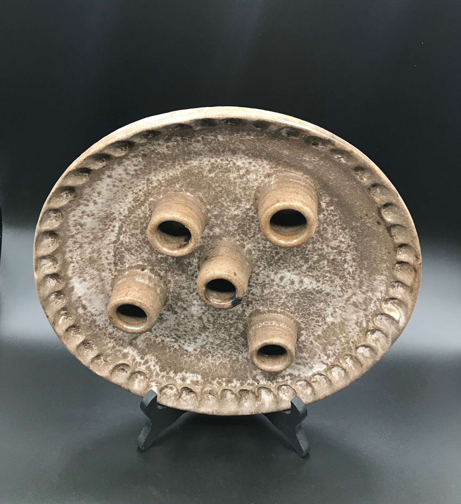 McCarty McCartys Pottery Candle Plate 5 Pipe / Stems 10.75 Etsy