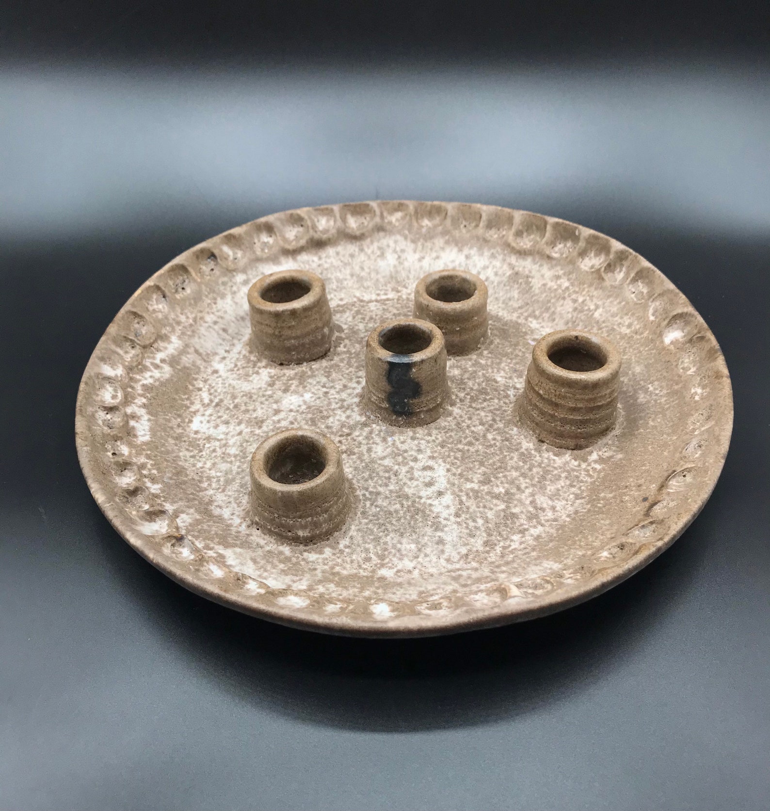 McCarty McCartys Pottery Candle Plate 5 Pipe / Stems 10.75 Etsy