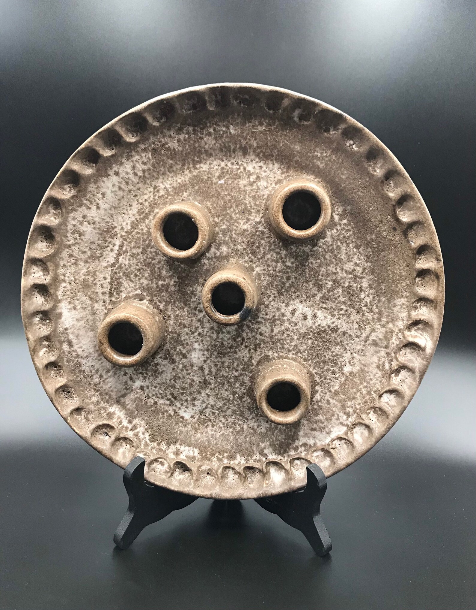 McCarty McCartys Pottery Candle Plate 5 Pipe / Stems 10.75 Etsy