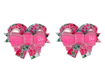 Flowers & Bows Oh My Snap-In Dog Bows® Bow PAIR - Easy To Use Dog Bows, Dog Bows That Stay On, Only The Best For Your Best Friend