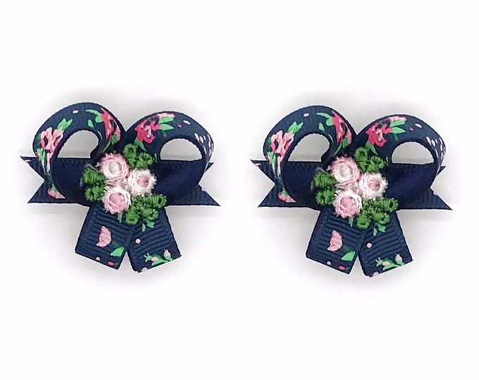 Romantic Rose Snapin Dog Bows® Bow PAIR Dog Ear Bows Small Etsy