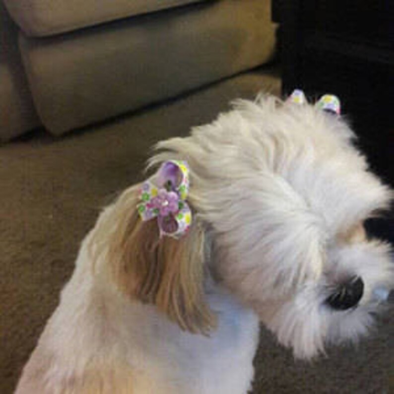 Dog Bow Pairs Easy To Use Pet Bows Drop Anchor Snap-In Dogs\u00ae Bow PAIR Small Dog Hair Bows Hair Friendly Pet Bows Dog Ear Bows