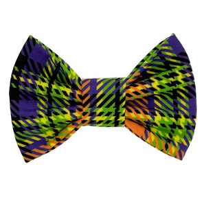 Fright Night Plaid Snap-In Dog Bows® Bow Tie - For Dogs and Cats, Sailor Bows, Hair Bows, Headbands, The Best For You and Your Best Friend