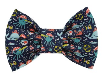 Ocean Pirates Snap-In Dog Bows® Bow Tie - For Dogs and Cats, Sailor Bows, Hair Bows, Headband