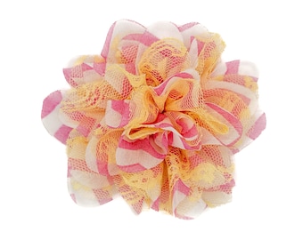 Pink Lemonade Chevron Snap-In Dog Bows® Flower - LARGE - Dog Collar Flowers, Dog Harness Flowers, Only The Best For Your Best Friend