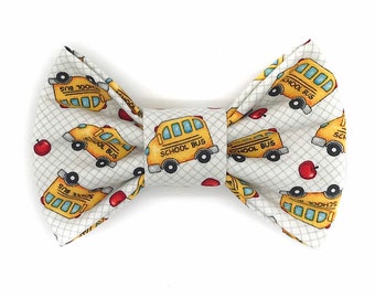 School Bus Snap-In Dog Bows® Bow Tie - For Dogs and Cats, Sailor Bows, Hair Bows, Headbands, Only The Best For You and Your Best Friend