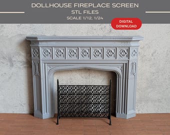 Dollhouse Fireplace Screen: 3D Printable Scale 1/12, 1/24, 1/48 (STL File)