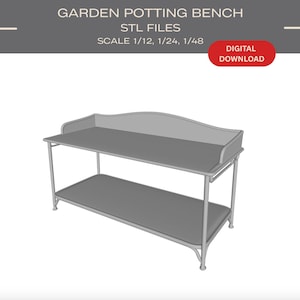 Dockhusträdgårdsbänkbord: 3D-utskrifts-STL-filer - skala 1/12, 1/24, 1/48