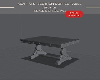 Puppenhaus Gothic Esstisch: 3D Druck STL Dateien- 1/12, 1/24, 1/48