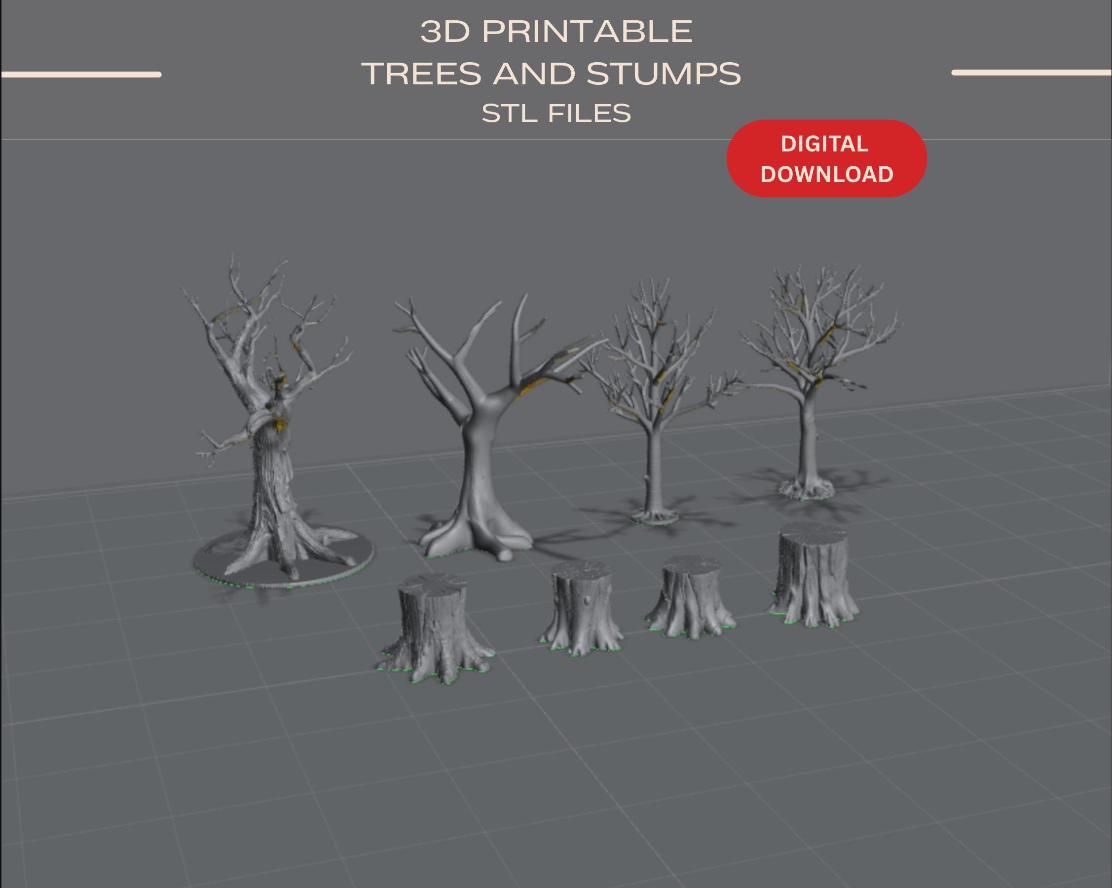 Tree Stump Stl File 3D Print Leafless Trees & Stumps: Diorama STL Files (digital Download ...