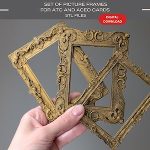 Ornate ACEO Picture Frames, Antique Style Card Display STL File (Digital Download)