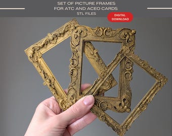 Ornate ACEO Picture Frames, Antique Style Card Display STL File (Digital Download)
