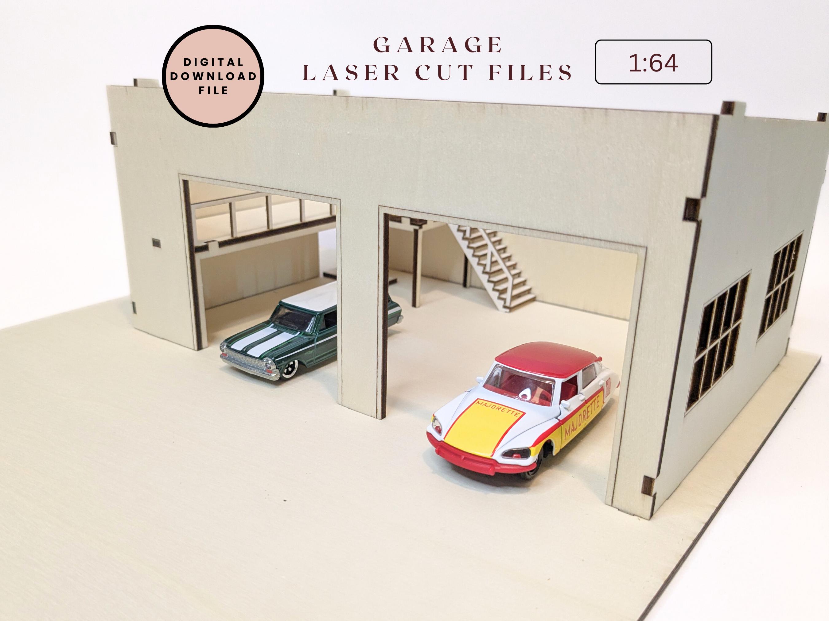 SVG Laser Cut Garage Hot Wheels Scale 1:64 Garage With Parking