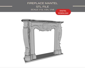 Dollhouse Fireplace Mantel: 3D Printable Scale 1/12, 1/24, 1/48 (STL File)