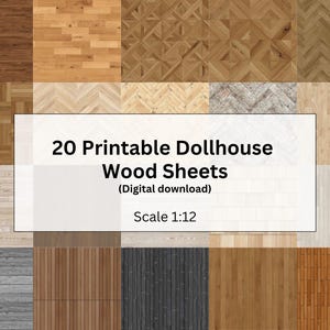 Dollhouse wooden Flooring, 1:12 quarter Scale, 20 wooden Miniature Floor Patterns pdf Printable digital file