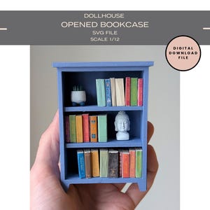 Miniature Dollhouse Bookshelf SVG File: 1/12 Scale DIY Kit (Digital Download)