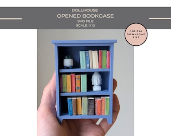 Miniature Dollhouse Bookshelf SVG File: 1/12 Scale DIY Kit (Digital Download)