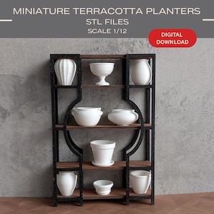 Juego de jardineras de terracota para casa de muñecas (archivos STL): Jardineras en miniatura, escala 1:12 (descarga digital)
