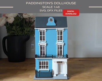 Paddington's House Miniature Dollhouse, Laser Cut SVG Files (1:48 Scale) (Digital Download)