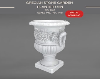 Puppenhaus Grecian Urne Planter: 3D Druck STL Dateien (1/12, 1/24, 1/48 Scale)