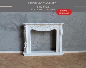 Mensola per camino di casa delle bambole: stampabile in 3D in scala 1/12, 1/24, 1/48 (file STL)