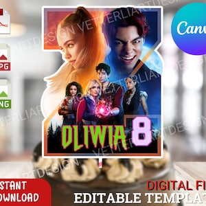 Editable Zombies 4 Topper – Canva Birthday Template – Digital File for Kids Party Decor