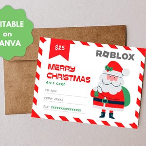 Bearbeitbare Geschenkkarte, Digitale Geschenkkarte, Roblox Geschenkkarte, Individuell, Weihnachtsgeschenkkartenvorlage