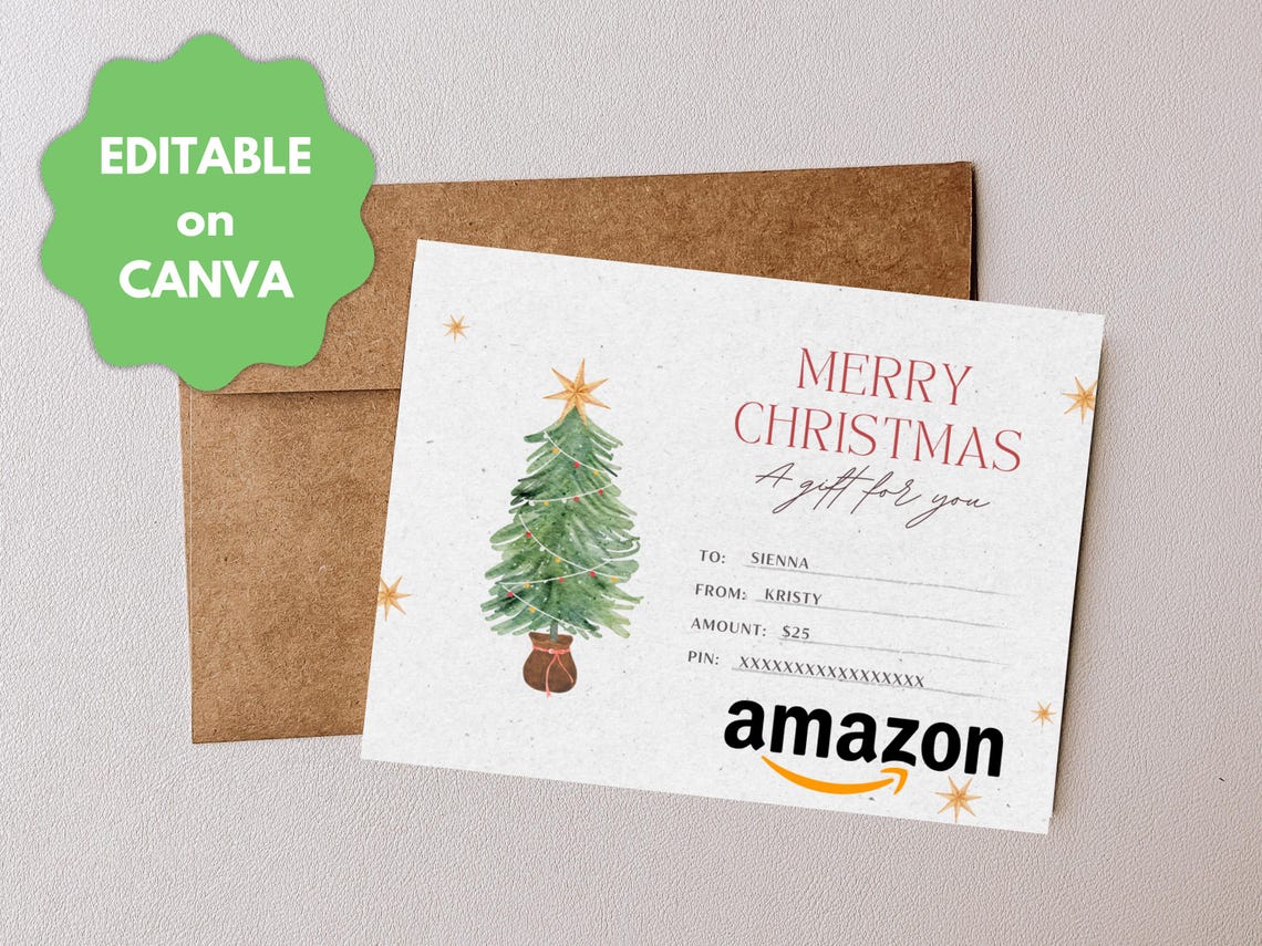 Editable Gift Card, Digital Gift Card, Amazon Gift Card Template