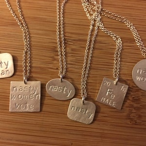 NEVERTHELESS SHE PERSISTED sterling silver bar necklace or bracelet --hand stamped. feminism politics election democrat anti-trump Warren image 7