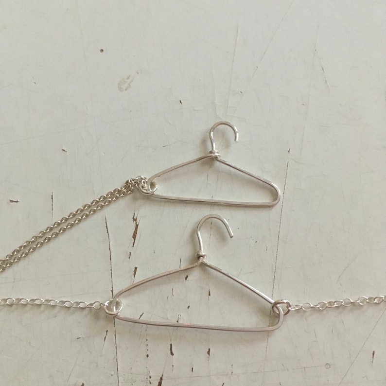 PENDANT ONLY Tiny Sterling silver clothing hanger pro-choice image 5