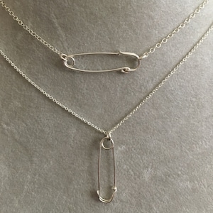 Tiny Sterling silver Safety Pin necklace -- politics election democrat feminist 2016 equality care solidarity