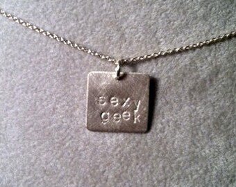 sexy geek or sexy nerd pendant -- geek girl collection -- sterling silver