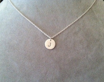 Letter / Initial Stamped Sterling Silver Necklaces -- smaller pendant  -- your choice of letter --  personalized gift Mother's Day family