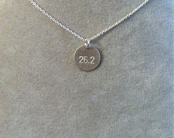 Customizable Marathon or half-marathon necklace, 5K, 10K,  ironman -- sterling silver -- name your distance and size