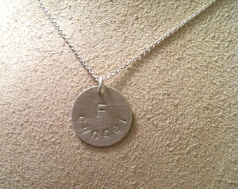 F cancer --round disc pendant