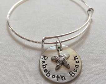 Rehoboth Beach Charm Bracelet - hand-stamped
