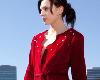 red velvet coat or dress with swarovski crystals