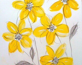 yellow daisies art print