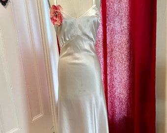 white satin bias cut dress size 6 handmade in upstate New York