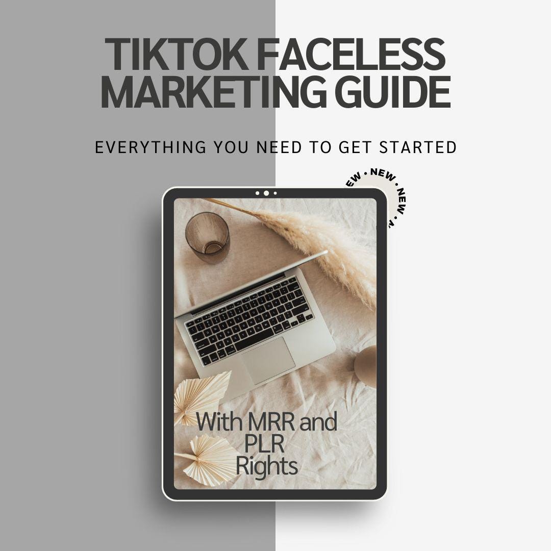 Faceless Tiktok Marketing Guide: Beginners Social Media Ebook (MRR PLR ...