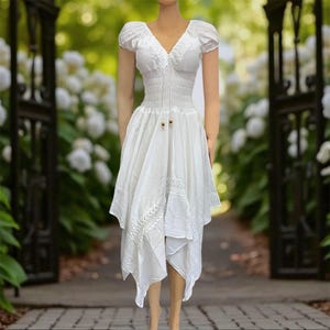 chinese dress ladies Chiara White Lace Panel Pleated Midi Dress main image 0
