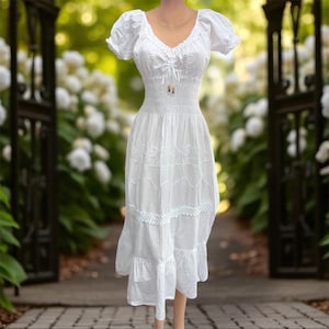 knee length dresses for ladies 80s White Western Concho T-Shirt Dress main image 1