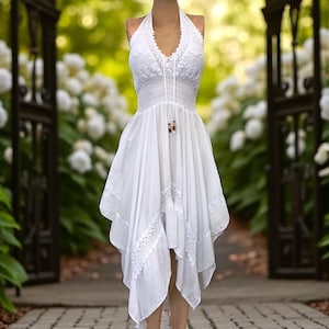 Bohemian Sundress &#39;Puntas Dress&#39; Handmade with Peruvian Cotton, Western Style, One size (S-M-L)  FREE SHIPPING