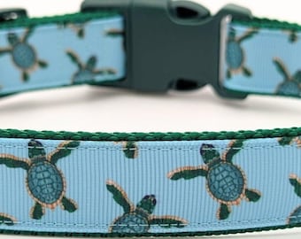 Sea Turtle Dog Collar - Beach Ocean Swimming