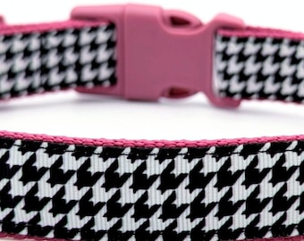 Houndstooth Dog Collar / Black and White Pattern